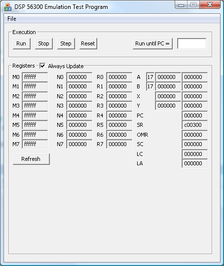 DSP 56300 Emulation Test App DSP 56300 Emulation Test App